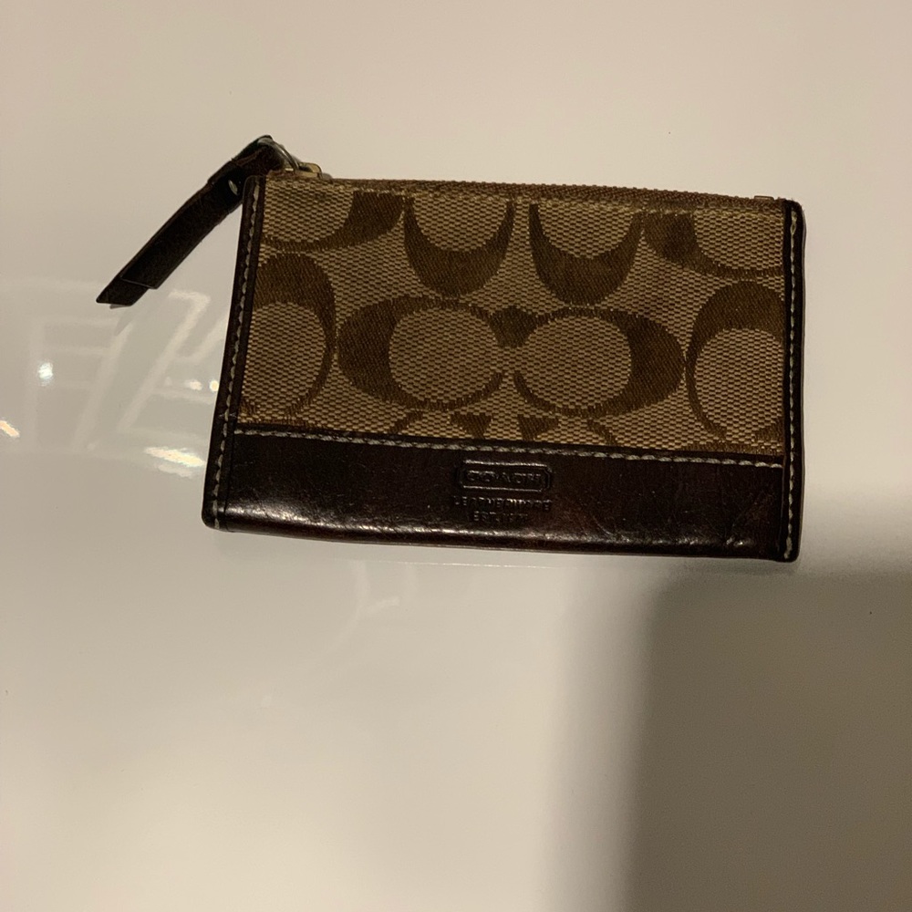 Coach canvas leather coin purse
